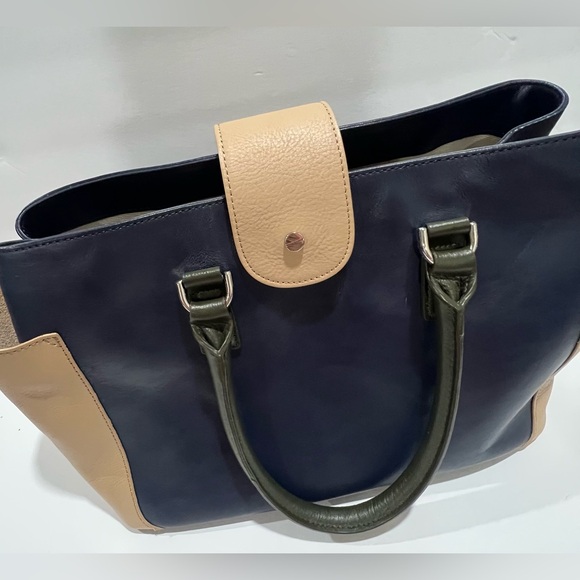 Talbots all leather color block handbag. - Picture 1 of 7